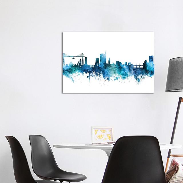 Newport, Wales Skyline by Michael Tompsett - Wrapped Canvas Gallery-Wrapped Canvas Giclée Latitude Run Size: 66.04cm H x 101.6cm W x 3.81cm D on Productcaster.