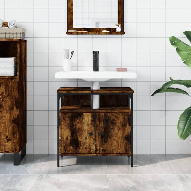 Caistor 60mm Single Bathroom Vanity with Basin Borough Wharf Vanity Unit Colour: Smoked Oak on Productcaster.