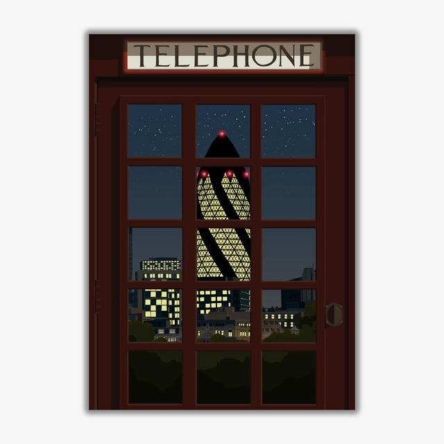 London Telephone Box 5 - Graphic Art Print on Paper 17 Stories Frame Option: No Framed, Size: 50cm H x 40cm W x 3cm D on Productcaster.