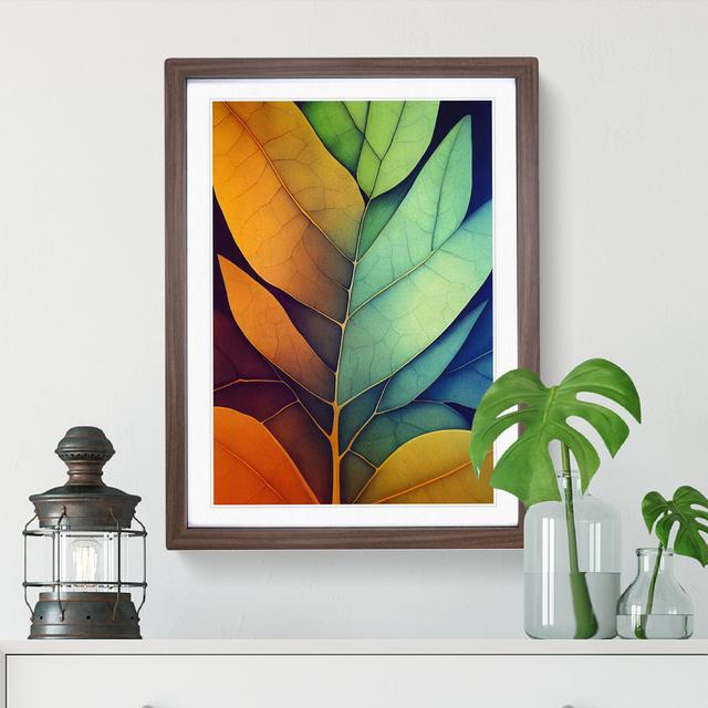 Leaves In Colour No.2 - Print Marlow Home Co. Size: 48cm H x 36cm W, Matte Colour: White, Format: Walnut Framed on Productcaster.