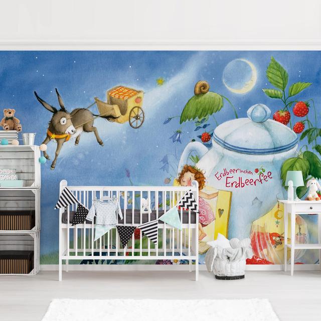 Evie the Strawberry Fairy - Casimir the Dream Donkey 2.25m x 3.36m Textured Matt Peel & Stick Wall Mural East Urban Home Size: 2.25m L x 3.36m W on Productcaster.