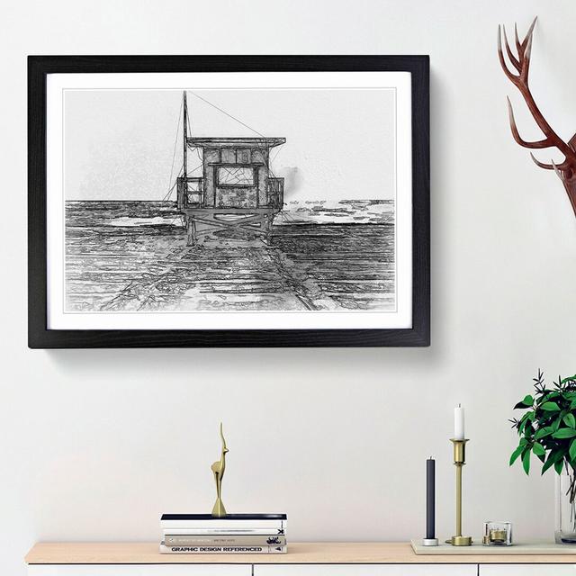 Lifeguard Station upon the Beach in Abstract - Picture Frame Graphic Art Print East Urban Home Size: 36cm H x 48cm W x 2cm D, Frame Option: Black Fram on Productcaster.