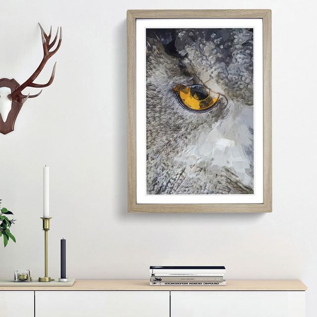 Eye of an Owl in Abstract - Picture Frame Graphic Art Print on MDF East Urban Home Frame Option: Oak Framed, Size: 87cm H x 62cm W x 2cm D on Productcaster.