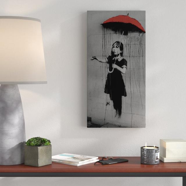 Red Umbrella Girl II by Banksy - Wrapped Canvas Graphic Art Print East Urban Home Size: 122 cm H x 61 cm W x 4 cm D on Productcaster.