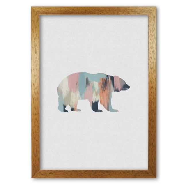 Pastel Bear - Print East Urban Home Size: 60 cm H x 42 cm W x 5 cm D, Format: Honey Oak Frame on Productcaster.