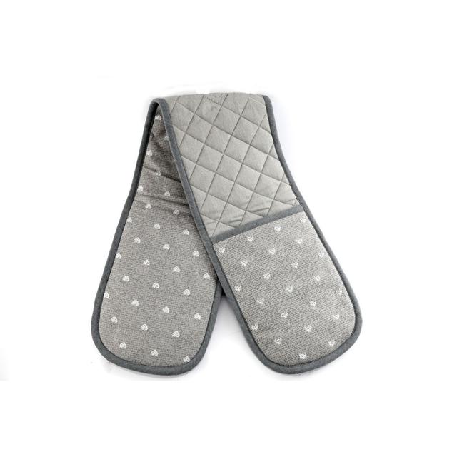 Kitchen Double Oven Glove With A Grey Heart Print Design 17 Stories on Productcaster.