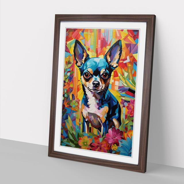 Chihuahua Hard Edge - Print Marlow Home Co. Size: 46cm H x 34cm W x 2cm D, Format: Walnut Framed on Productcaster.