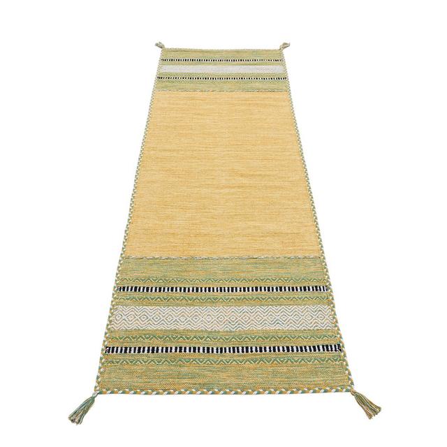 Azizi Handmade Kilim Cotton Yellow Rug Carpetfine Rug Size: Runner 80 x 300 cm on Productcaster.