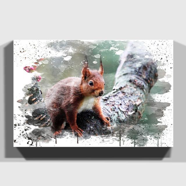 'Red Squirrel' Graphic Art Print Alpen Home Size: 35cm H x 50cm W, Format: Wrapped Canvas on Productcaster.