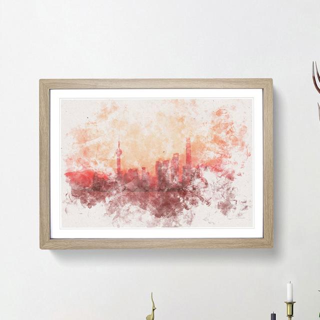 The Shanghai China Skyline - Picture Frame Painting Print East Urban Home Frame Option: Oak Framed, Size: 45cm H x 63cm W x 2cm D on Productcaster.