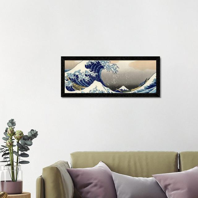 The Great Wave at Kanagawa' by Katsushika Hokusai- Floater Frame Panoramic Painting Print on Canvas Bloomsbury Market Format: Black Floater Framed, Si on Productcaster.