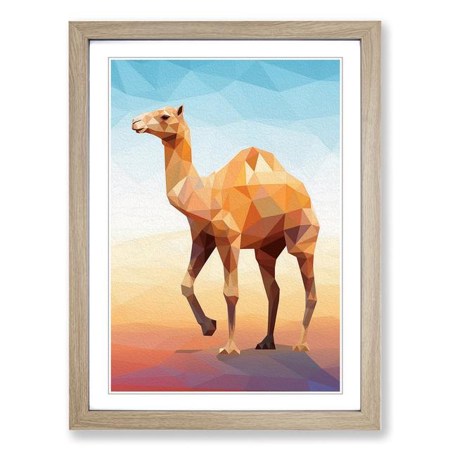 Camel Geometric - Single Picture Frame Art Prints on Wood Natur Pur Format: Oak Framed, Size: 46cm H x 34cm W x 2cm D on Productcaster.