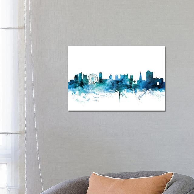 Nottingham, England Skyline by Michael Tompsett - Wrapped Canvas Gallery-Wrapped Canvas Giclée Latitude Run Size: 45.72cm H x 66.04cm W x 3.81cm D on Productcaster.