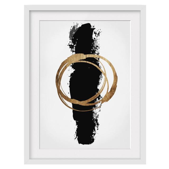 Abstract Shapes - Gold and Black - Picture Frame Graphic Art Metro Lane Frame Option: White Framed, Size: 100cm H x 70cm W x 2cm D on Productcaster.