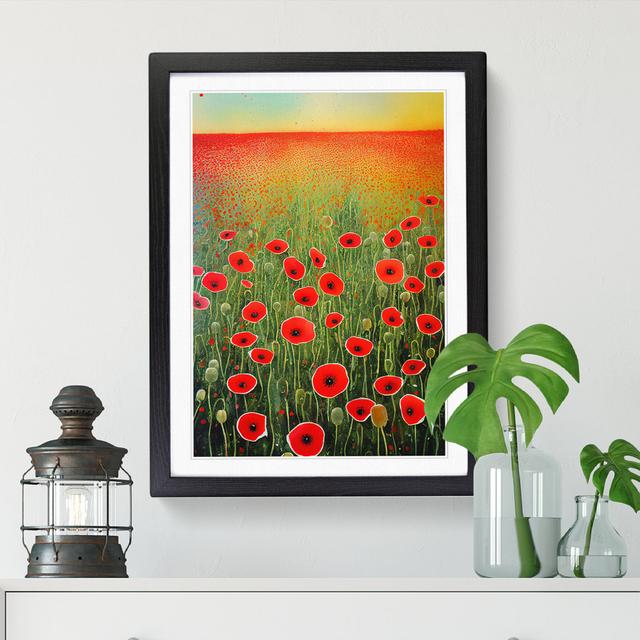 Lidea Poppy Field Paint Splatter Vol.2 - Picture Frame Print ClassicLiving Frame Option: Oak, Size: 64cm H x 46cm W on Productcaster.