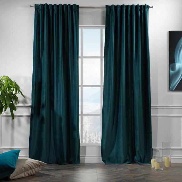 Extra langer und extra breiter Vorhang aus mattem Samt Lilijan Home & Curtain Panel-Größe: 140 cm B x 350 cm T, Vorhang-Farbe: Preußischblau on Productcaster.