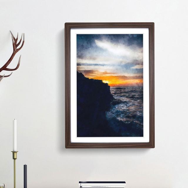 Sunlight over the Cliff - Picture Frame Painting Print East Urban Home Size: 87cm H x 62cm W x 2cm D, Frame Option: Walnut Framed on Productcaster.