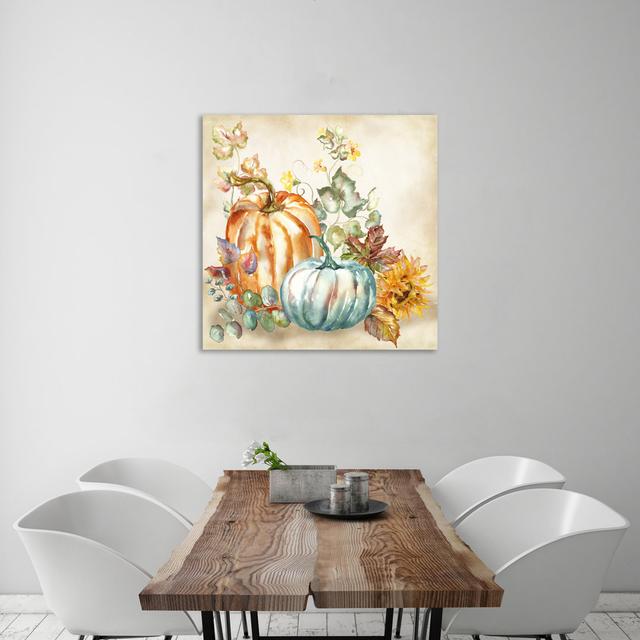 Watercolour Harvest Pumpkins - Wrapped Canvas Painting Brambly Cottage Size: 45.7 cm H x 45.7 cm W on Productcaster.