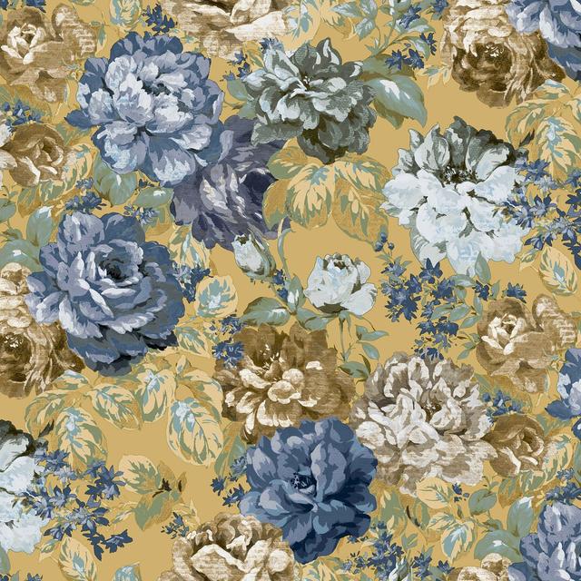 Capuano 10.05m x 1.06m Textured Shimmer Paste the Wall Wallpaper Roll Rosalind Wheeler Colour: Mustard Yellow/Blue on Productcaster.