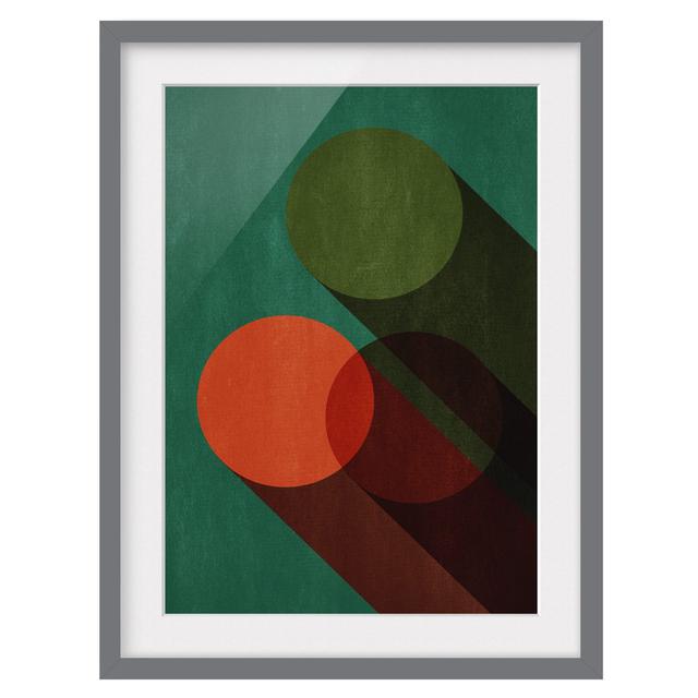 Abstract Shapes - Circles in Green and Red - Picture Frame Graphic Art Print on Paper Ebern Designs Format: Grey, Size: 55cm H x 40cm W x 2cm D, Matte on Productcaster.