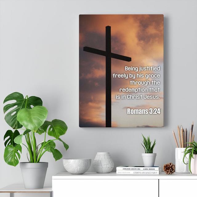 Being Justified Romans 3:24 - Wrapped Canvas Print Blue Elephant Size: 61cm H x 46cm W on Productcaster.