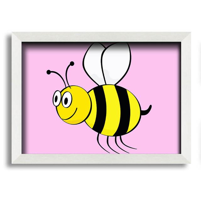 Buzzing Bee White - Single Picture Frame Art Prints August Grove Size: 59.7cm H x 84.1cm W, Colour: Blue on Productcaster.