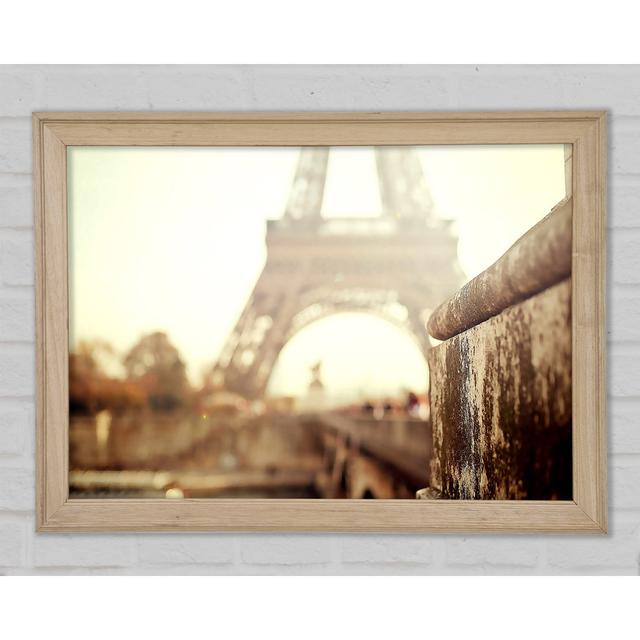 Eiffel Tower Retro Framed Print Fleur De Lis Living Size: 59.7cm H x 84.1cm W x 1.5cm D on Productcaster.