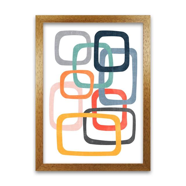 Abstract Mid Mod Colour Original - Print on Canvas Norden Home Size: 42cm H x 30cm W x 3cm D, Frame Option: Oak Frame on Productcaster.