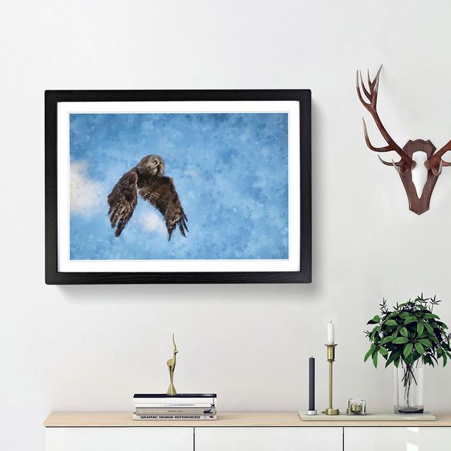 Flying Great Grey Owl - Picture Frame Graphic Art Print East Urban Home Size: 24cm H x 33cm W x 2cm D, Frame Option: Black Framed on Productcaster.