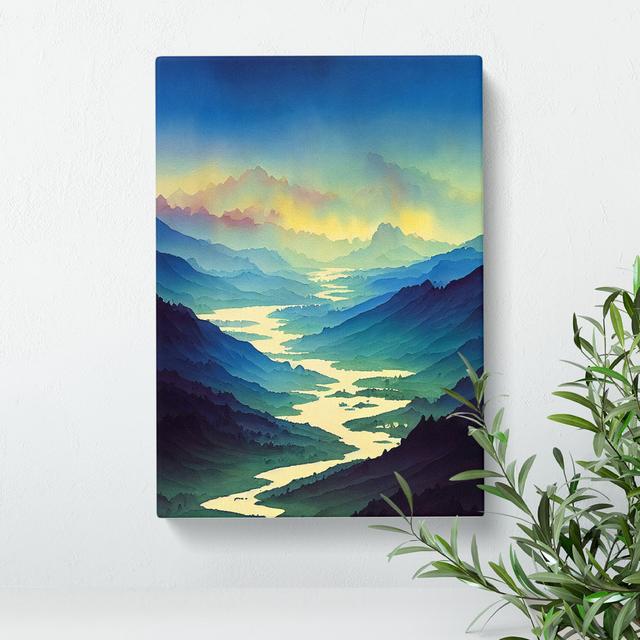 River Landscape Watercolour No.4 - Wrapped Canvas Painting Alpen Home Size: 76cm H x 50cm W x 3cm D on Productcaster.