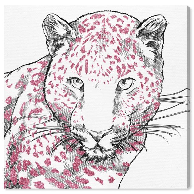 'Glitter Stripes Leopard Pink' Graphic Art on Wrapped Canvas East Urban Home Size: 101.6 cm H x 101.6 cm W x 5.1 cm D on Productcaster.