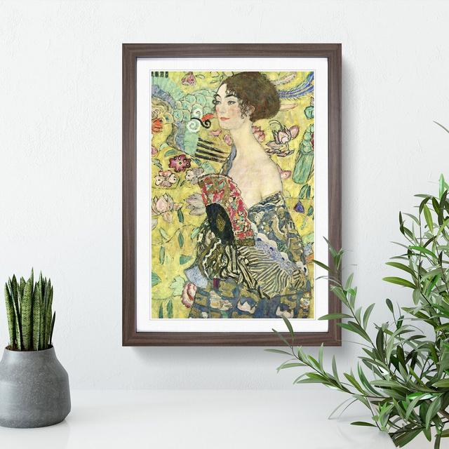 Lady with a Fan by Gustav Klimt - Picture Frame Painting East Urban Home Frame Option: Walnut Framed, Size: 36cm H x 27cm W x 2cm D on Productcaster.