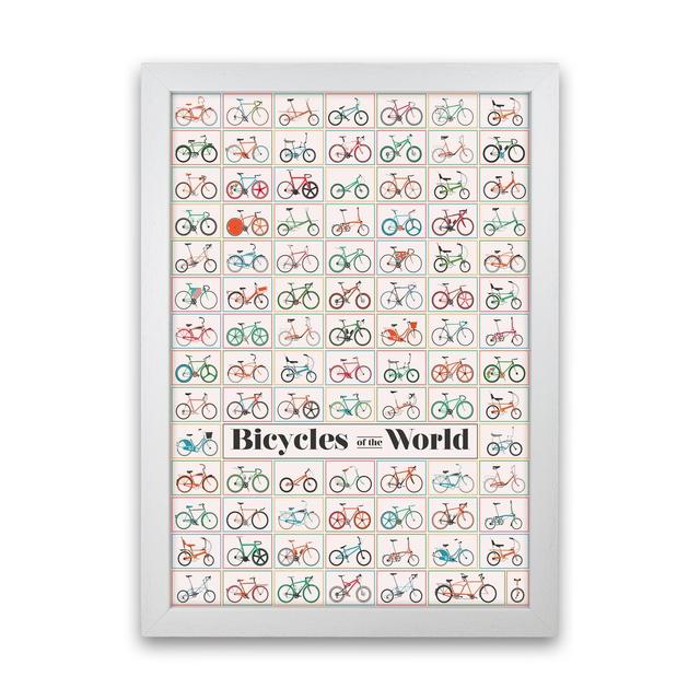 Bicycle of the World - Graphic Art Print on Paper 17 Stories Frame Option: White Framed, Size: 30cm H x 21cm W x 3cm D on Productcaster.