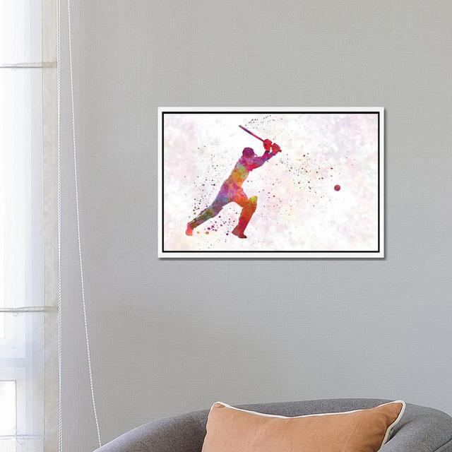 Cricket Player Batsman Silhouette IV by Paul Rommer - Floater Frame Gallery-Wrapped Canvas Giclée on Canvas Lark Manor Size: 45.72cm H x 66.04cm W x 3 on Productcaster.