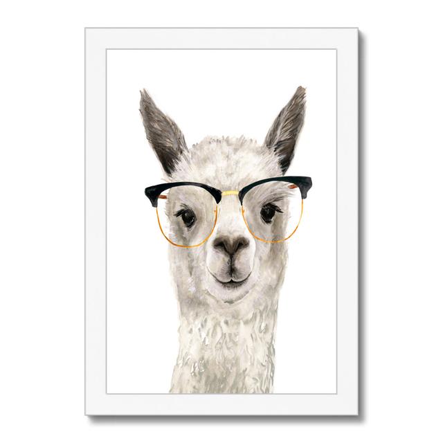 Hip Llama IV by Victoria Borges - Wrapped Canvas Painting Print Hashtag Home Format: White Framed Paper Print, Size: 95cm H x 65cm W on Productcaster.