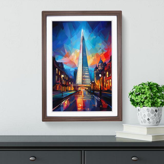 The Shard Cubism Big Box Art Size: 46cm H x 34cm W x 2cm D, Frame Colour: Walnut on Productcaster.