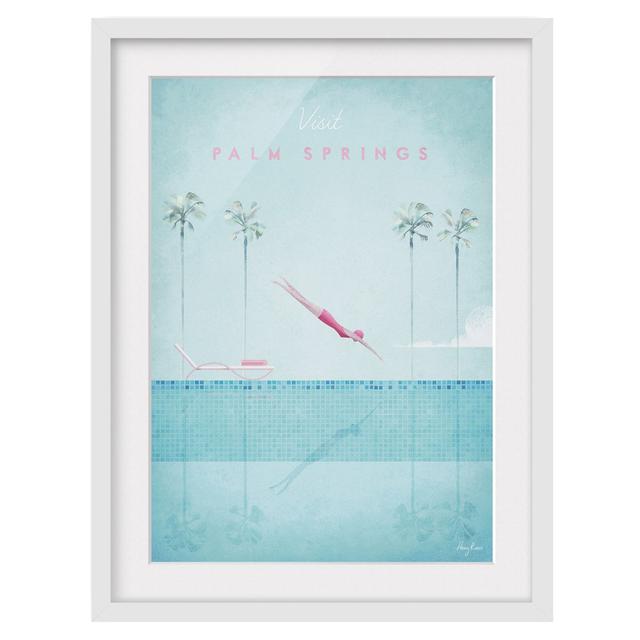 Travel Poster Palm Springs - Picture Frame Graphic Art on Paper Bay Isle Home Size: 40cm H x 30cm W x 2cm D, Frame Option: White Framed on Productcaster.