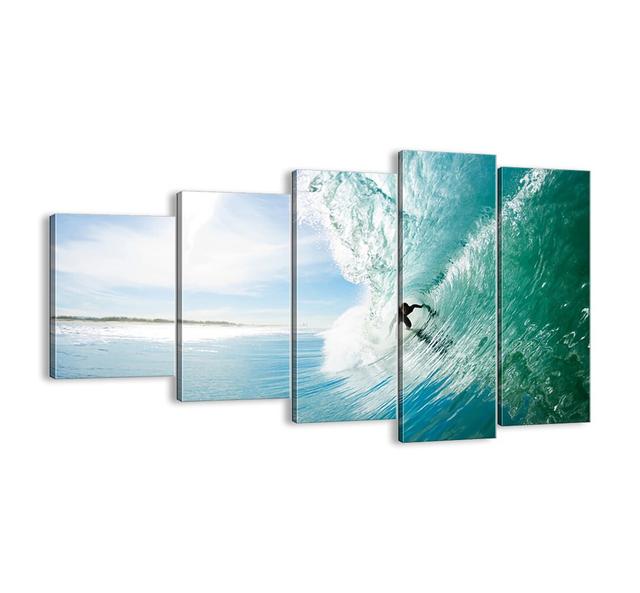 Always on the Wave - 5 Piece Unframed Photograph Print Set on Canvas Highland Dunes Size: 60cm H x 100cm W x 1.8cm D on Productcaster.