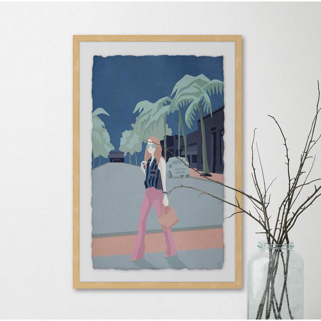 Palm Fashion - Picture Frame Graphic Art Print on Paper East Urban Home Frame Colour: Natural Framed, Size: 61 cm H x 41 cm W x 3.81 cm D on Productcaster.