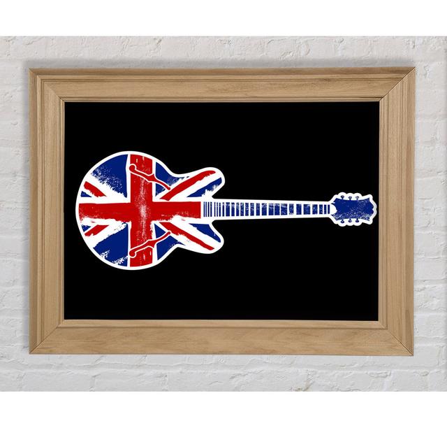 Poster Guitar British Flag Ophelia & Co. Größe: 59,7 cm H x 84,1 cm B x 8 cm T, Format: Poster mit Naturholz-Rahmen on Productcaster.