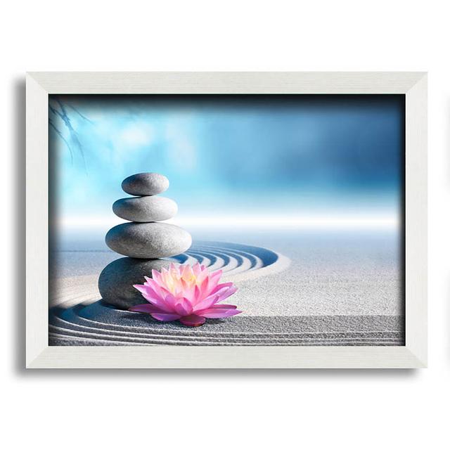 Pebbles On Zen Beach Lilly Framed Print Brayden Studio Format: White Framed Paper, Size: 21cm H x 29.7cm W x 10cm D on Productcaster.