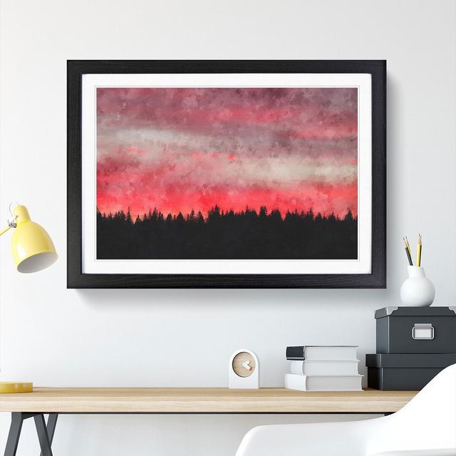 Pink Sunset Above a Forest - Picture Frame Graphic Art Print East Urban Home Format: Black, Size: 24cm H x 33cm W x 2cm D on Productcaster.