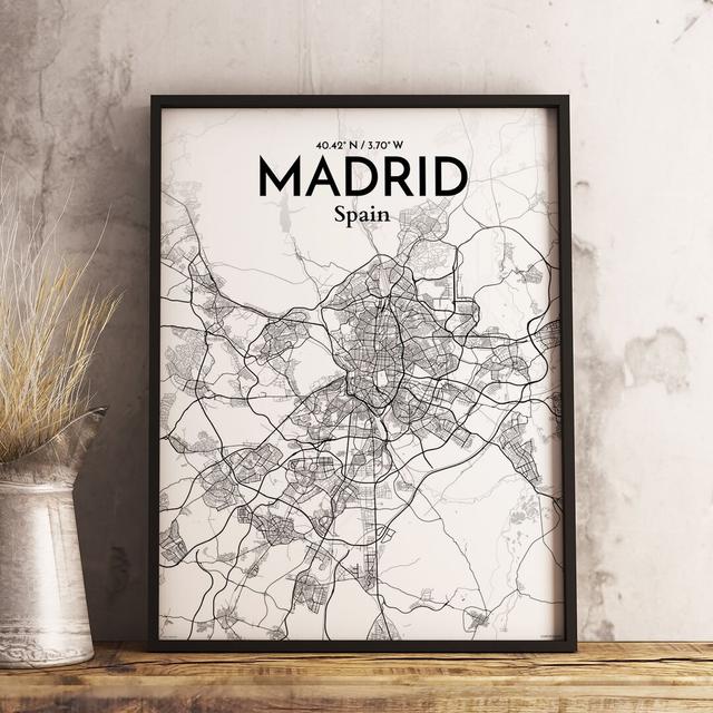 Madrid City Map - No Frame Print East Urban Home Size: 61cm H x 45.7cm W x 0.13cm D on Productcaster.