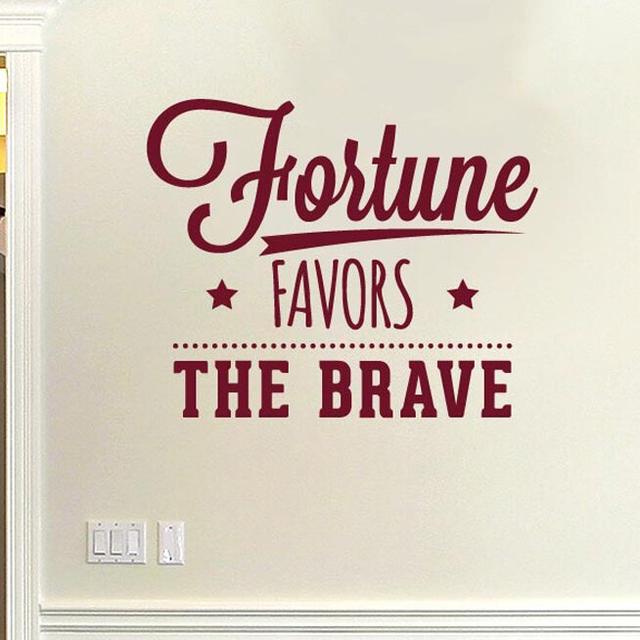 Fortune Favors The Brave Wall Sticker 17 Stories Colour: Burgundy, Size: Medium on Productcaster.