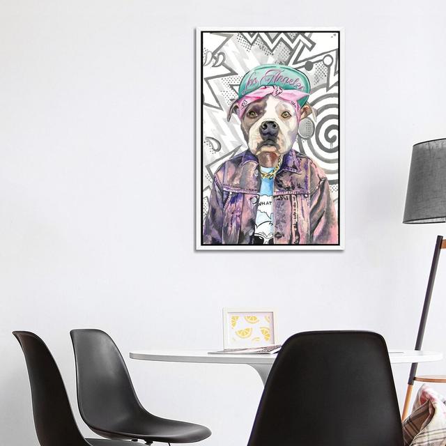 What's Up Dog Happy Larry Size: 101.6cm H x 66.04cm W x 3.81cm D, Format: White Framed on Productcaster.