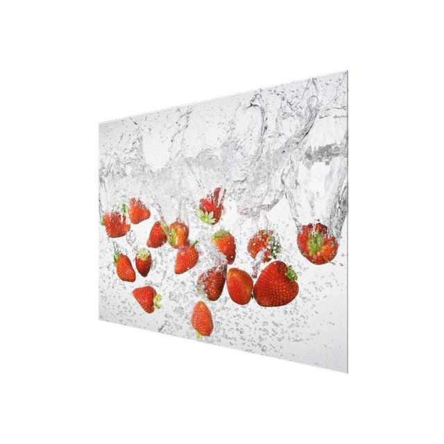 'Fresh Strawberries in Water' Photograph on Glass East Urban Home Size: 60 cm H x 80 cm W on Productcaster.