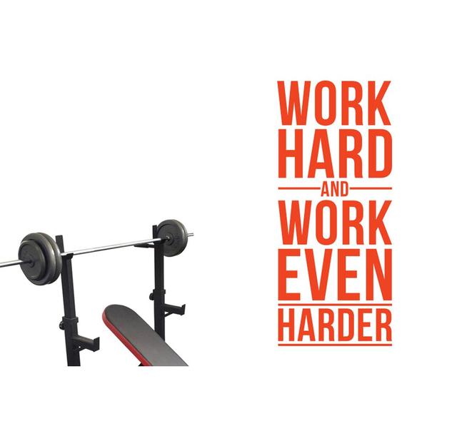 Work Hard and Work Even Harder Wall Sticker Happy Larry Size: Medium, Colour: Orange on Productcaster.