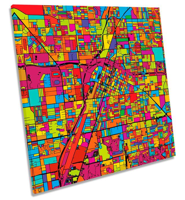 Las Vegas City Modern Map - Wrapped Canvas Graphic Art Ebern Designs Size: 40.6cm H x 40.6cm W x 2cm D on Productcaster.