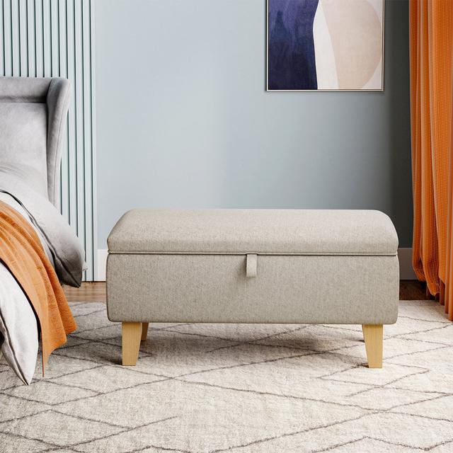 Amelie 71Cm Wide Rectangle Storage Ottoman Mack + Milo Upholstery Colour: Cream on Productcaster.