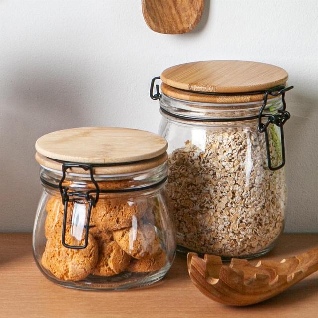 Argon Tableware - Wooden Clip Lid Storage Jars - White Seal (Set of 3) Argon Tableware Size: 10.5cm H x 11cm W x 12.5cm D on Productcaster.